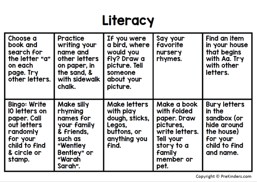 Literacy Choice Board 